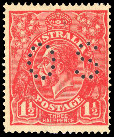 Australia 1924 official 1½d scarlet printed on the gummed side