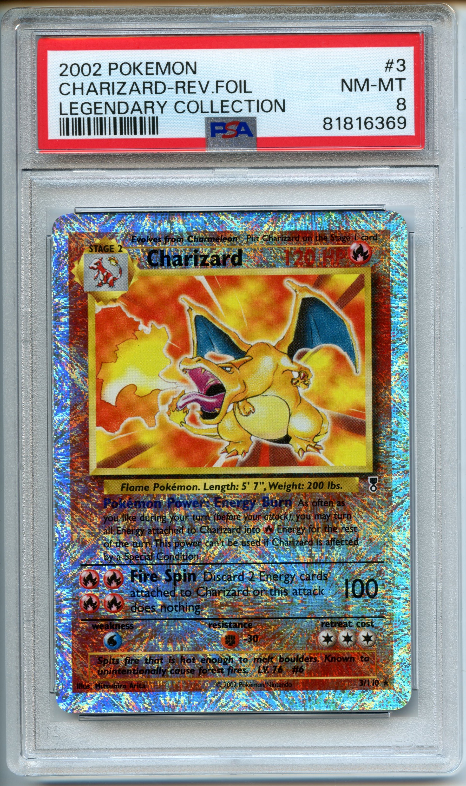 Pokémon TCG - Charizard REV FOIL - Legendary Collection - PSA 8