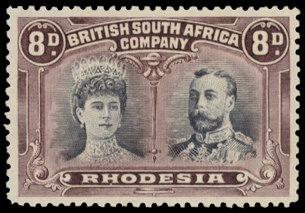8d grey-black and dull purple perf 13½ RSC B, position 46 King's extra curl mint