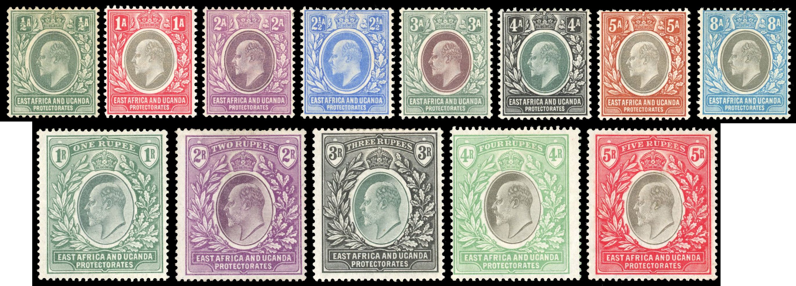 East Africa & Uganda SG 1-13 1903-4 set to 5r mint
