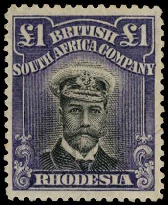 1913-7 £1 Head Die II, perf 14. Large part...