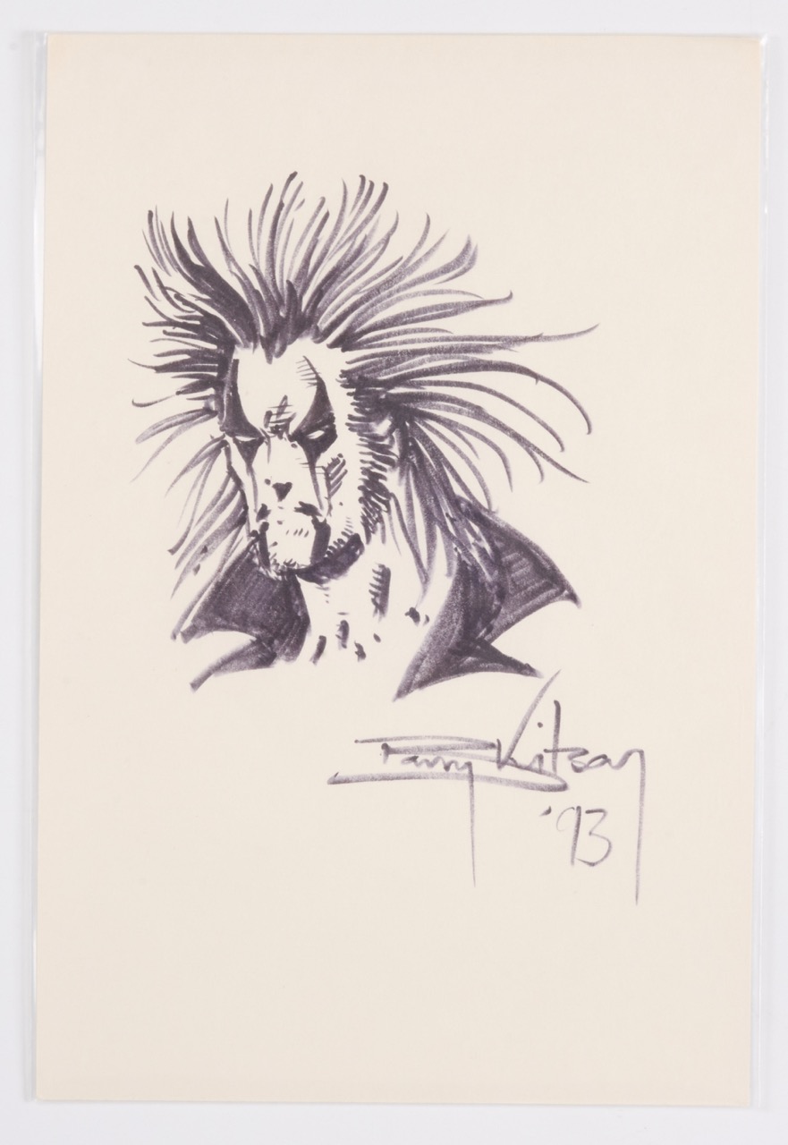 Lobo Pen Sketch Signed by Barry Kitson