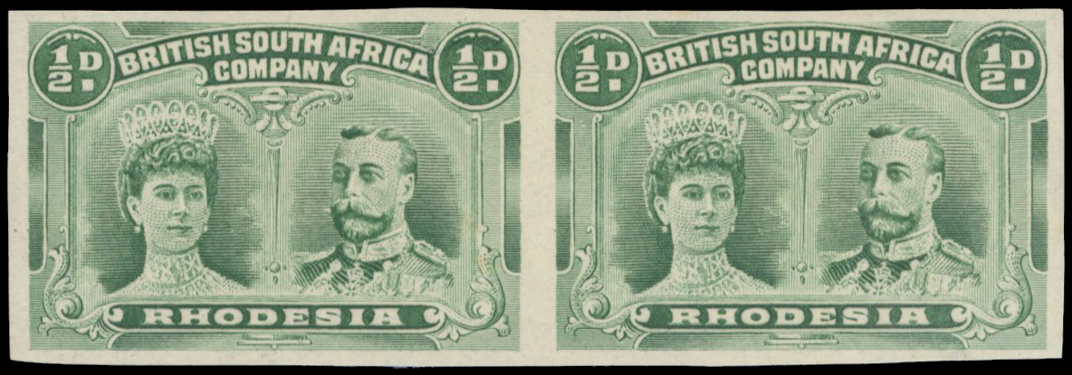 ½d blue-green imperforate horizontal pair SG 120a mint