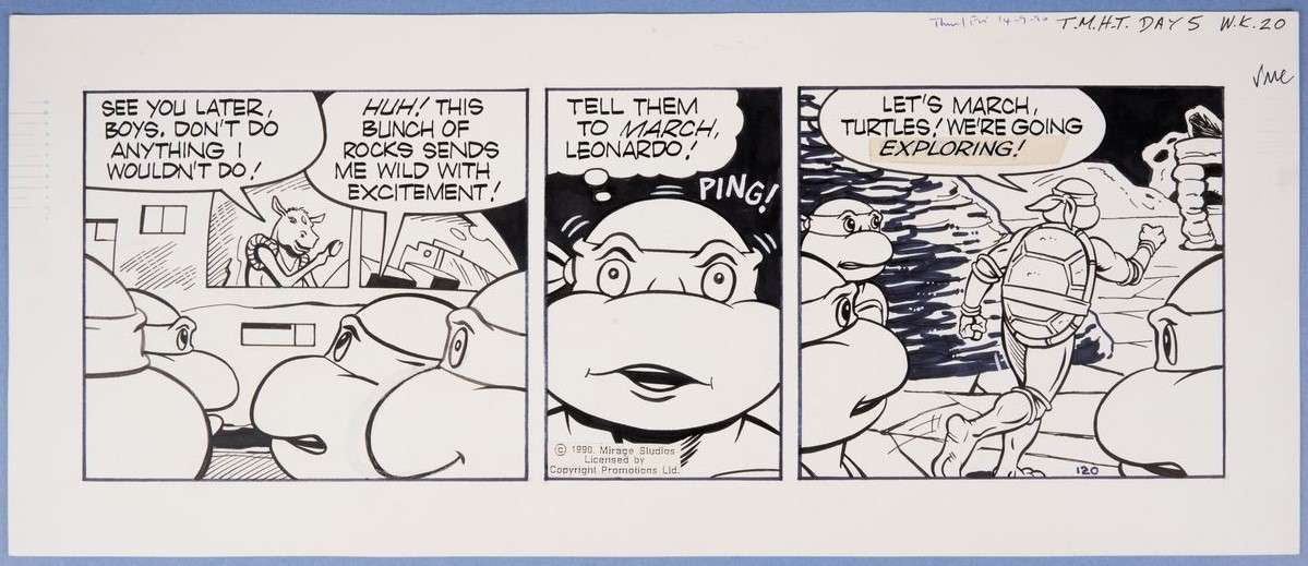 Teenage Mutant Ninja Turtles Original Inked Daily Comic Strip (Mirage Studios, 1990)