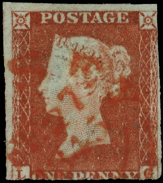 1841 1d Red-brown Pl.41. Red Jersey...