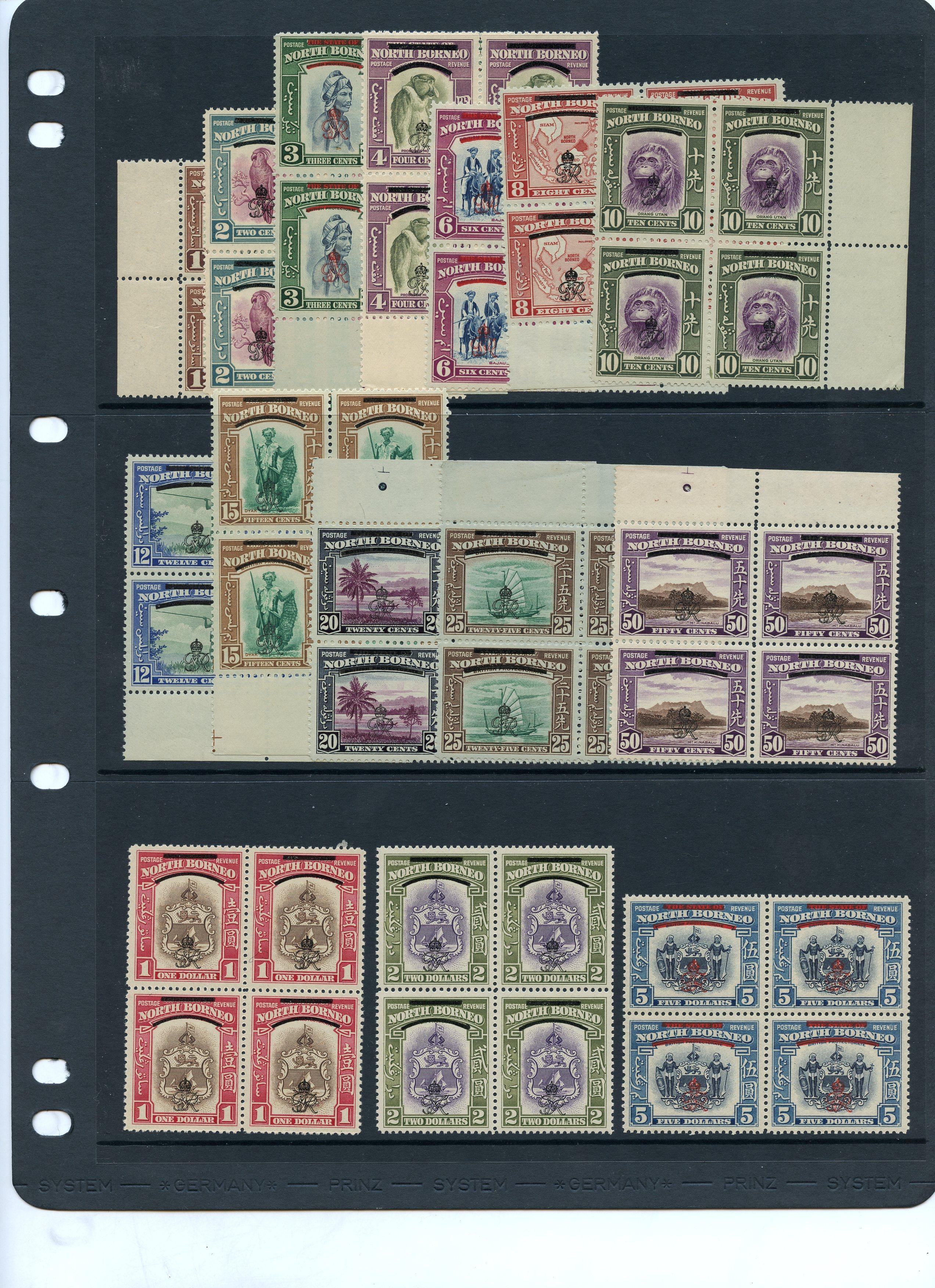 North Borneo SG 335-349 blocks...