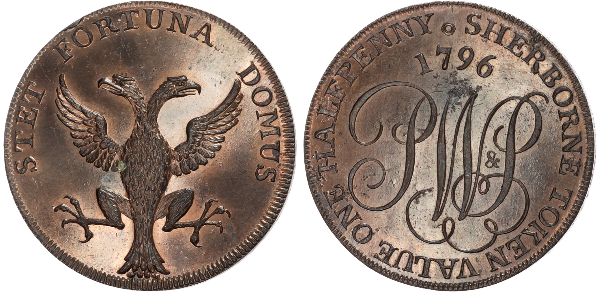 Dors. Sherborne , Pretor Pew, Whitty & Pretor, Westwood’s Halfpenny 1796, PW & P cypher, rev. double-headed eagle, edge …