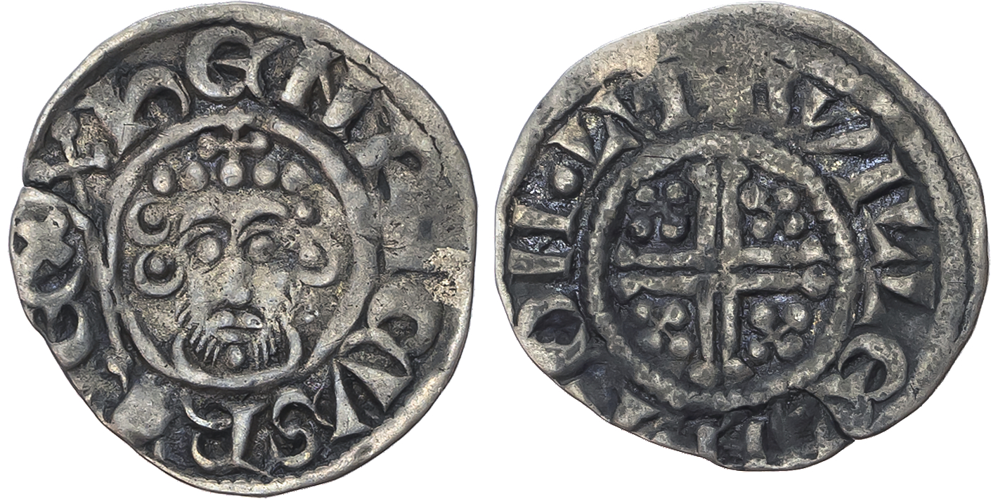 John (1199-1216), AR Penny class Vb1, Willelm T of London, ‘WILLELM T ON LVN’ (vn ligated), 1.33gm. (SCBI Mass 1429; N 9…