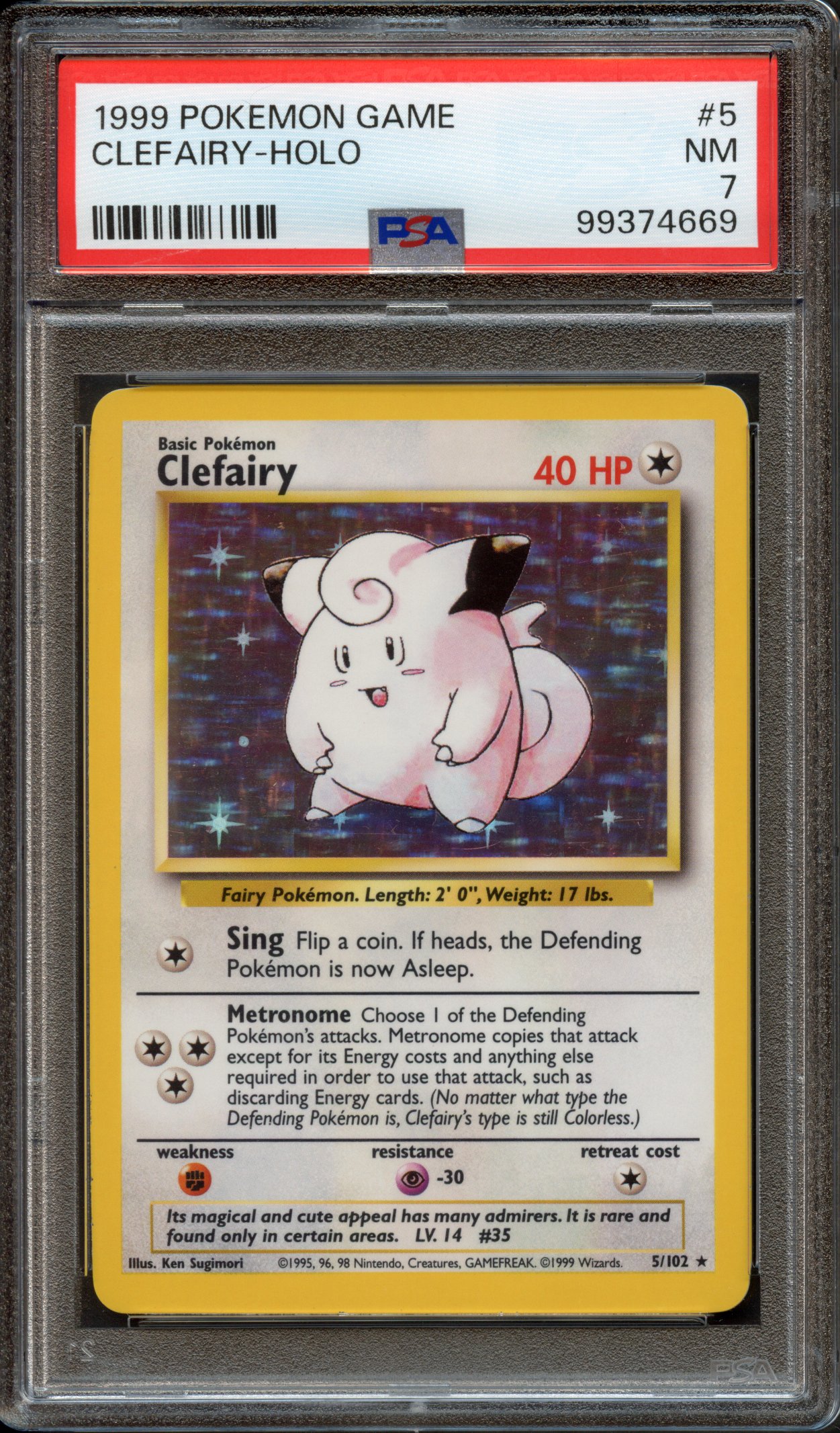 PSA 7 Clefairy Holo #5 - Base Set Unlimited 1999