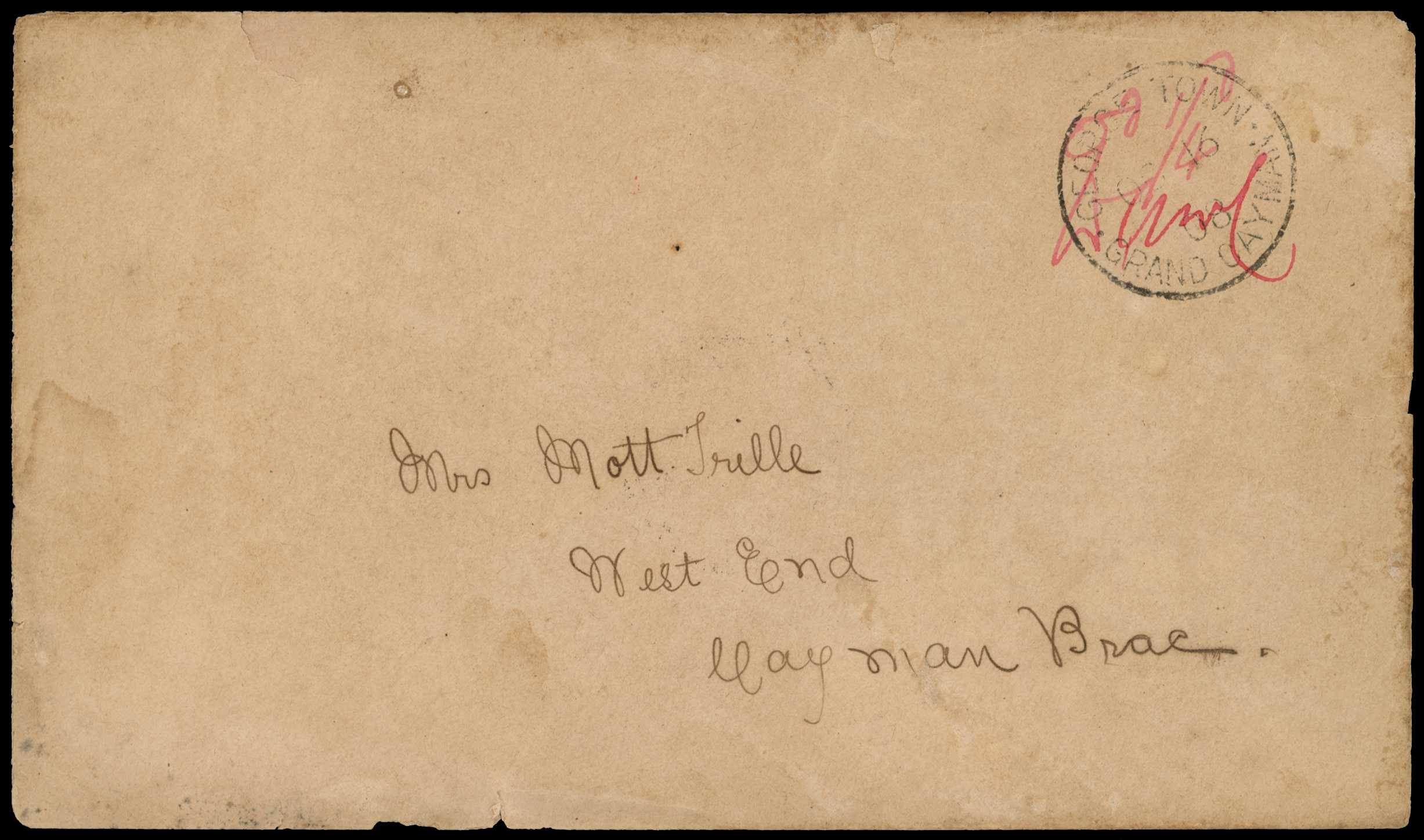 1908 (16 October) Cover to Cayman Brac...