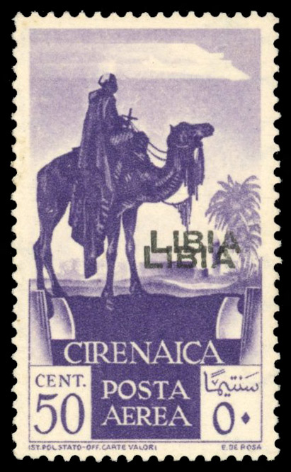 Italian Colonies Libia 1932 mounted Camel double overprint large part o.g.