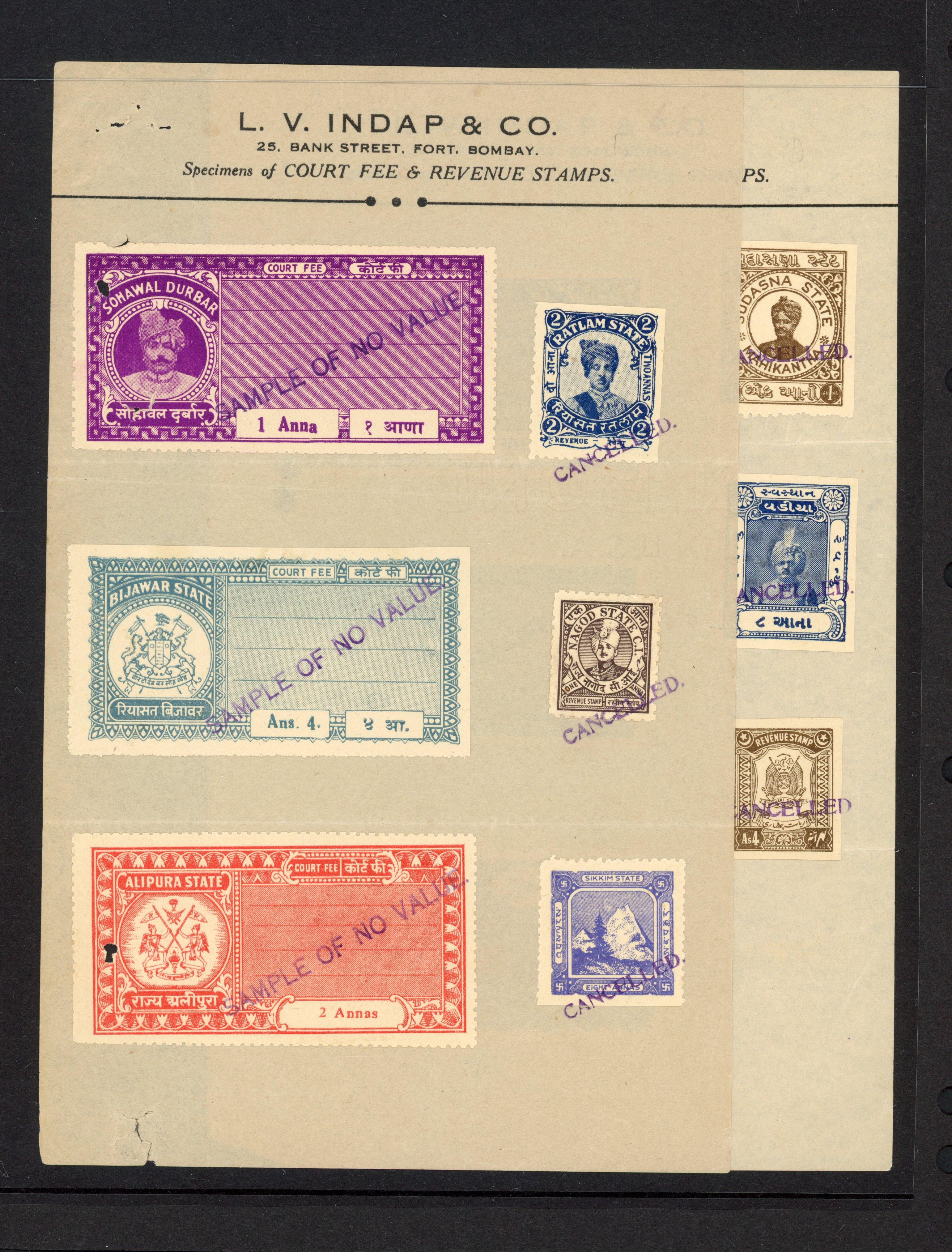 I.F.S Indian States Indap Sample sheets