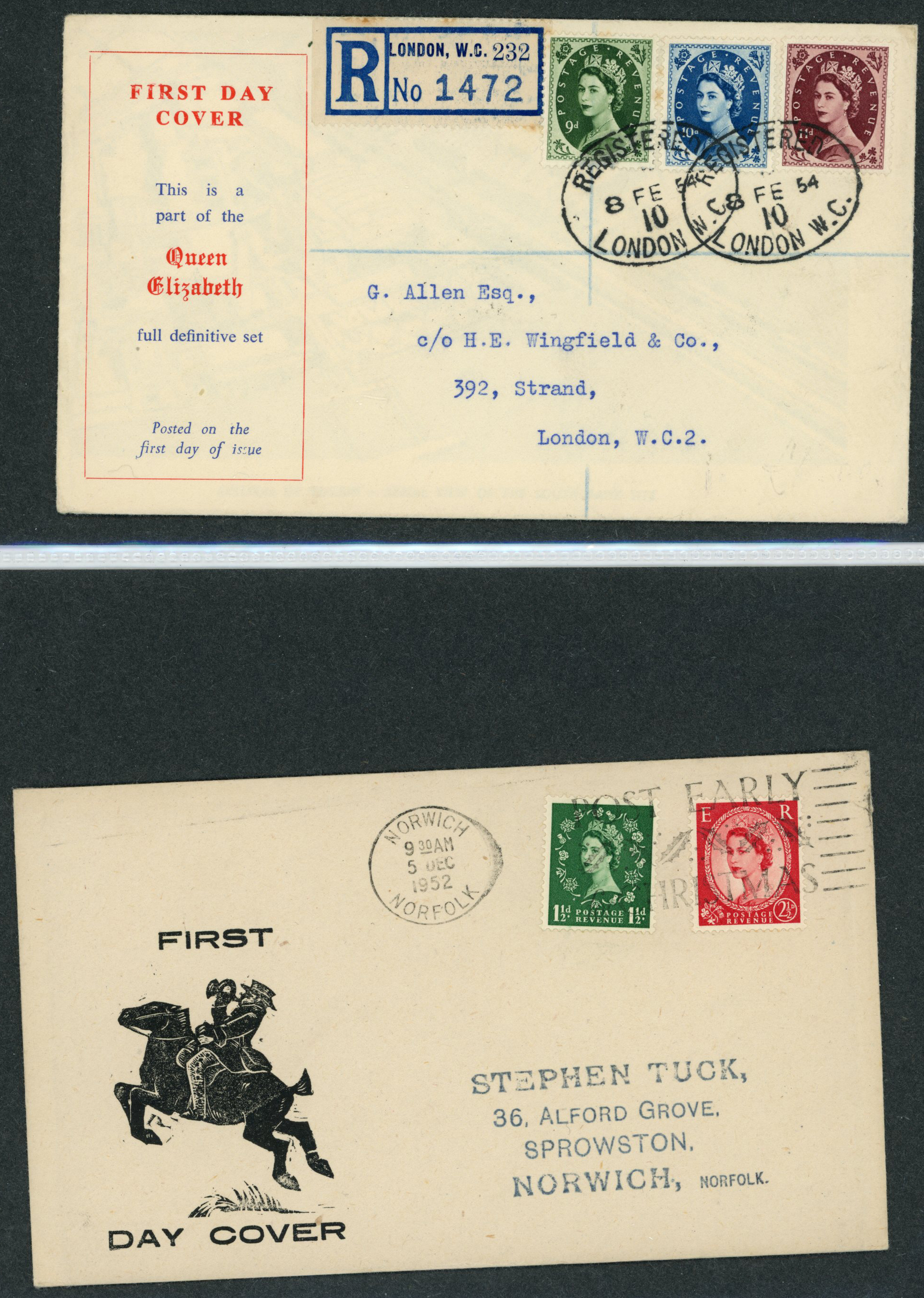 FIRST DAY COVERS: 1952-54 Tudor Crown...
