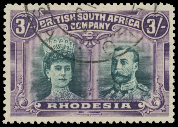 3s deep bluish green and deep reddish violet RSC B, CTO'd Gwelo