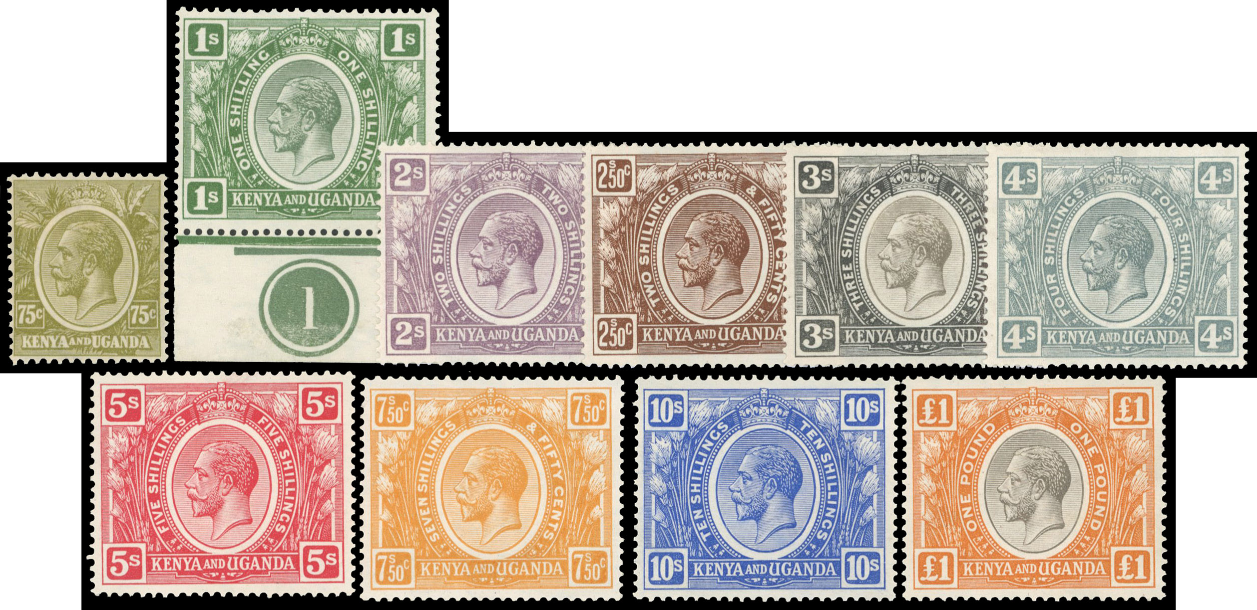 KUT 1922-27 75c to £1 mint