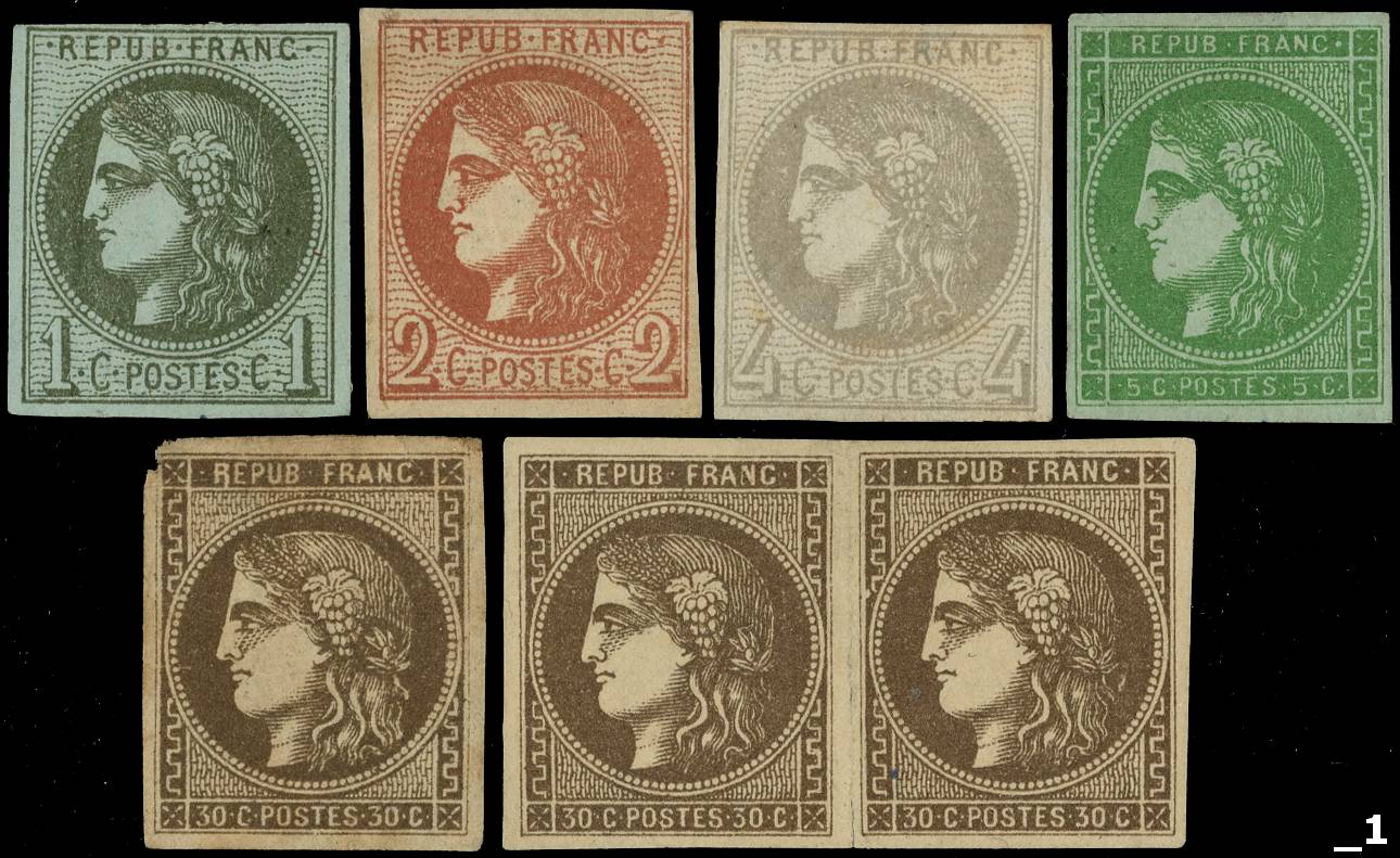 France 1870-71 Bordeaux litho printings mint selection