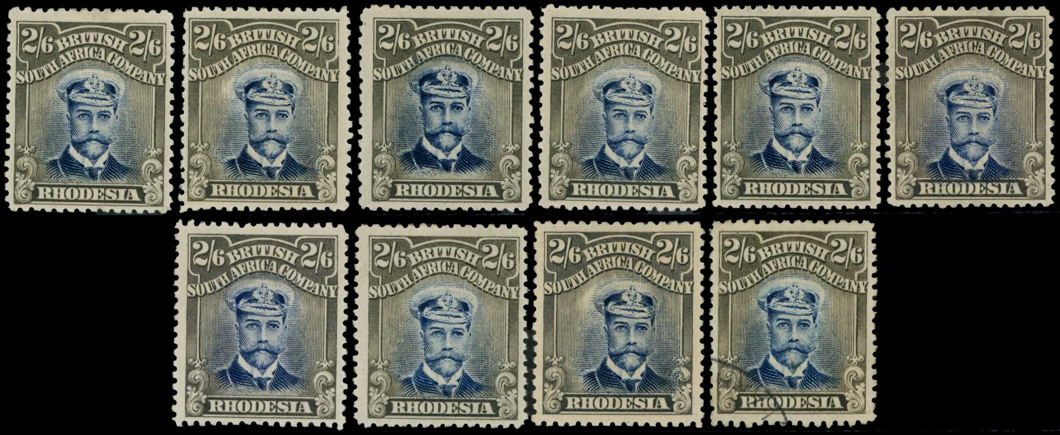 1913-7 2/6d Head Die II, perf 14. Nine...