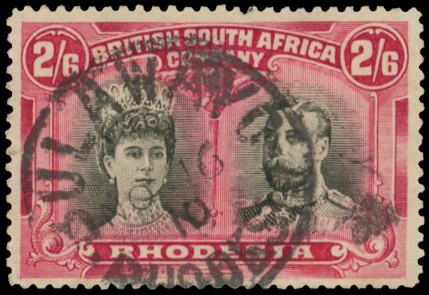 2s6d black and rose-carmine SG 157, commercially used