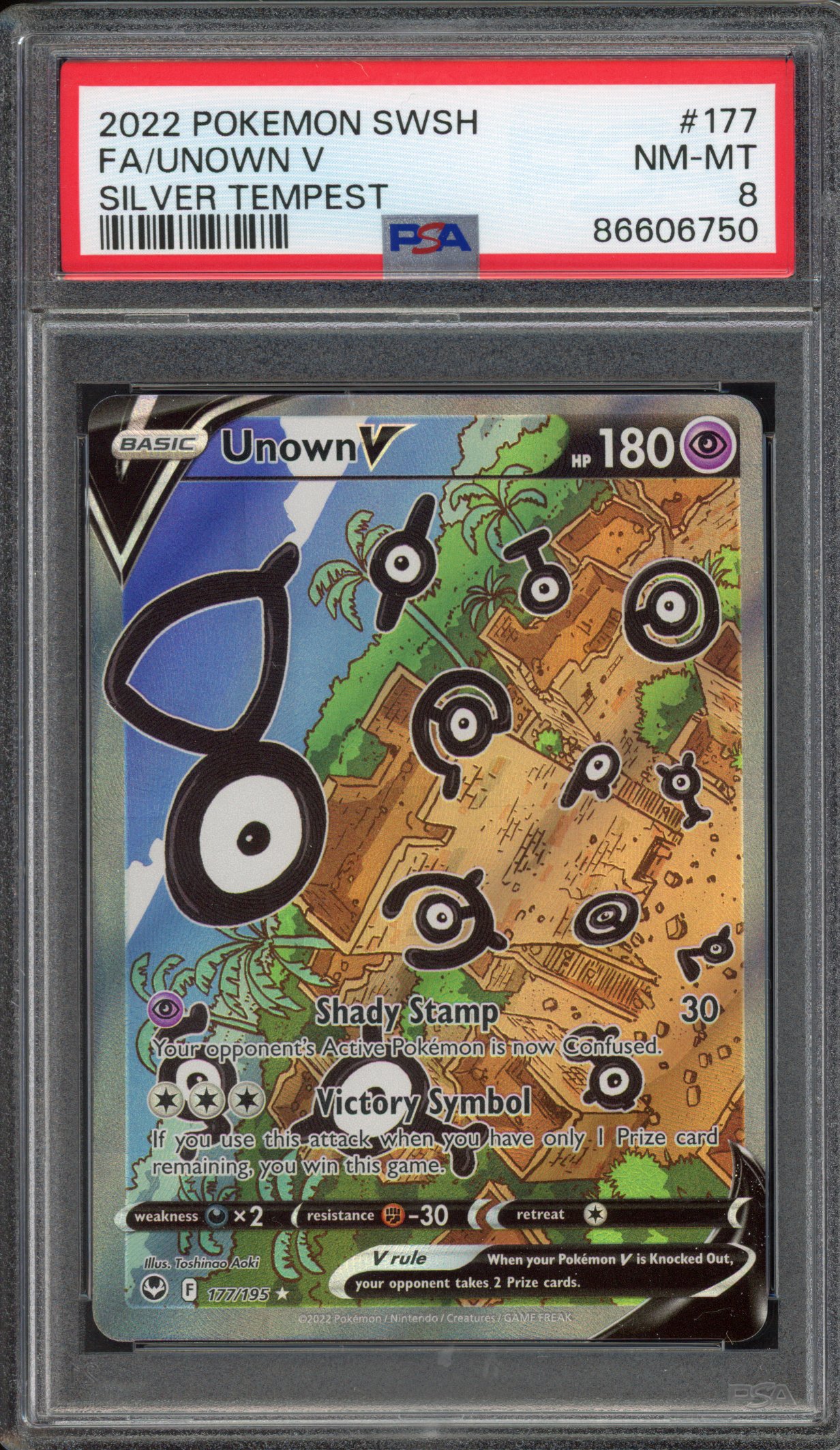 Pokémon TCG - PSA 8 Pokemon Swish FA/ Unown V - Silver Tempest 2022