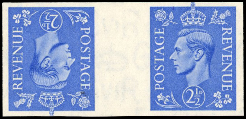 Great Britain 1941 2½d Light ultramarine, Horizontal Tête-bêche Gutter Pair, BPMA Imprimatur, SG 489