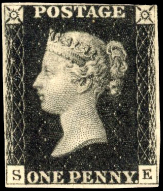 GB SG 2 1d black Plate 5 (SE) unused without gum