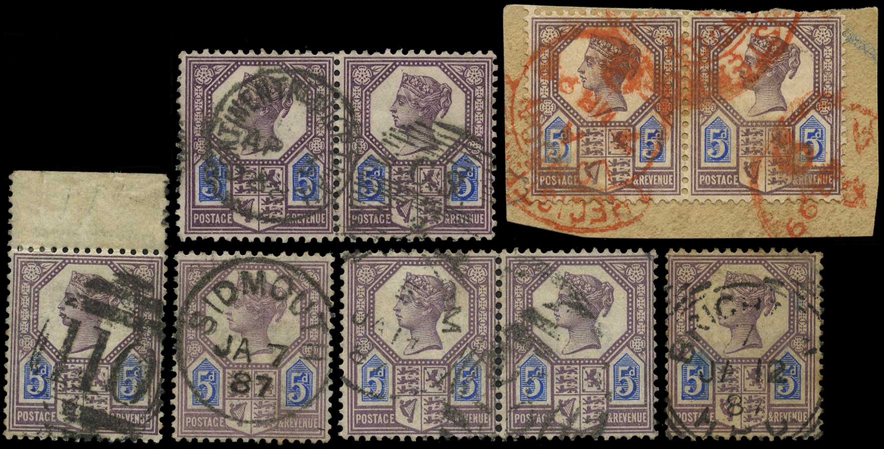 1887-92 5d Jubilee issues selected with...