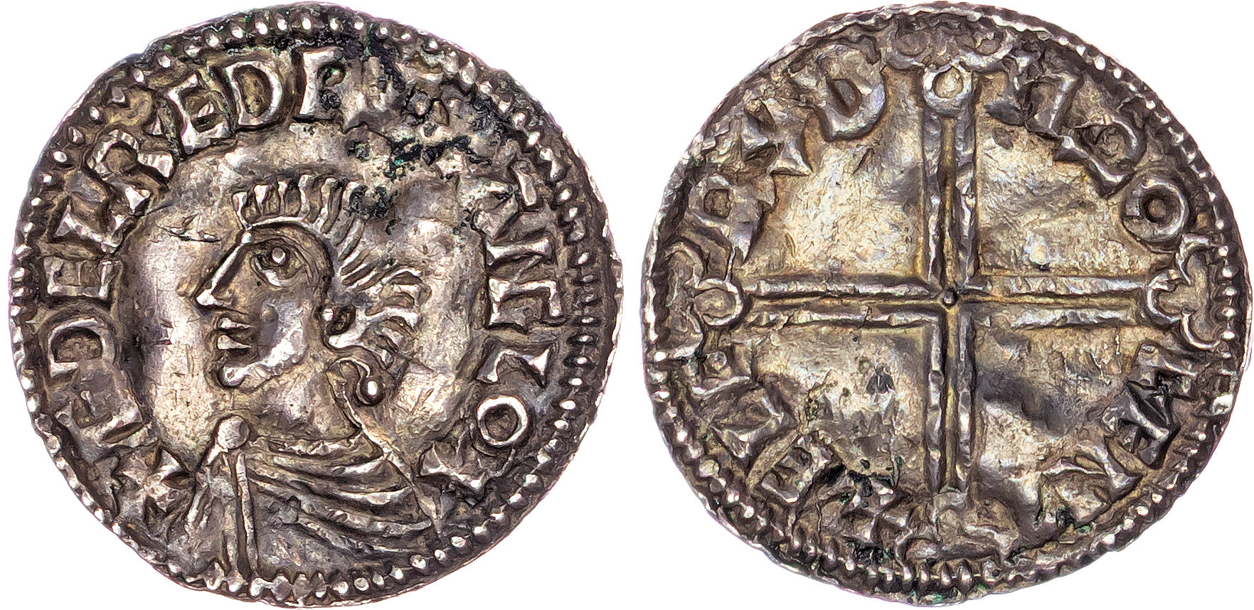 Aethelred II (978-1016), AR Penny, Long Cross type (c. 997-1003), Canterbury mint, Aelfred as moneyer.