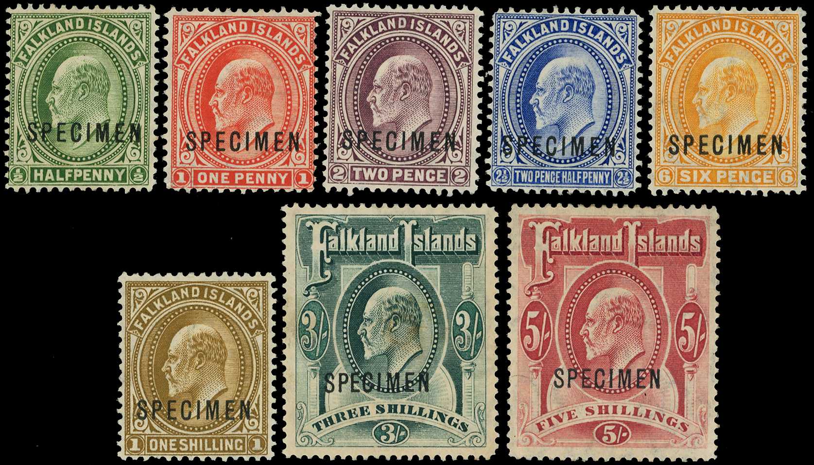 1904 set of eight overprinted SPECIMEN Type...