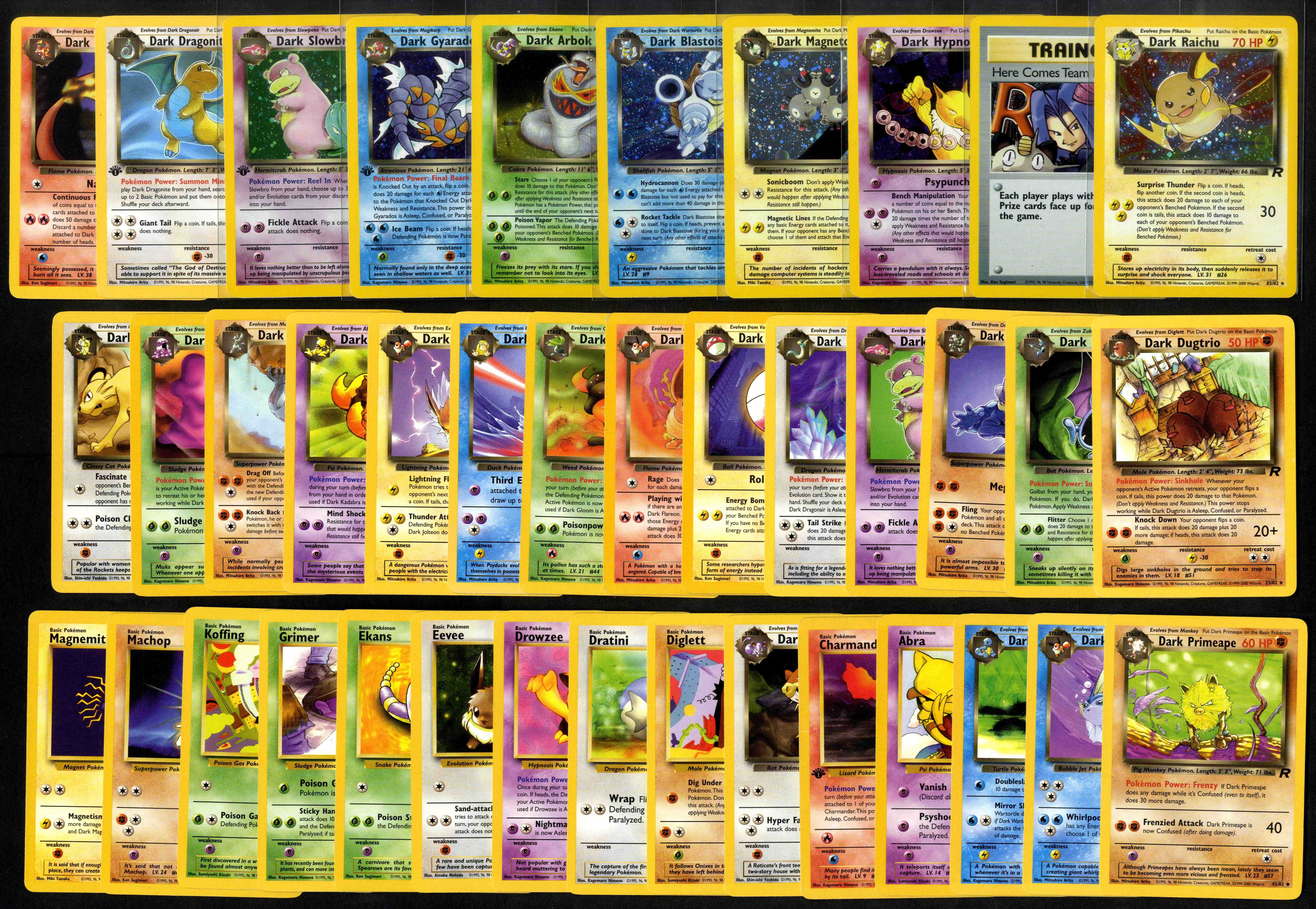 Team Rocket - Partially Complete Set - 61/82 Secret Rare Dark Raichu