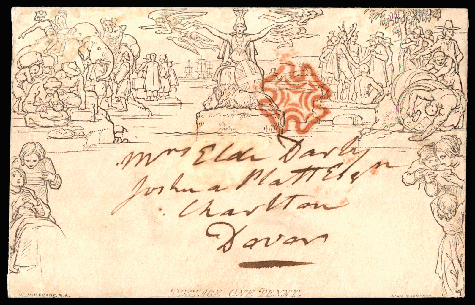 GB 1d Mulready, used on the first day