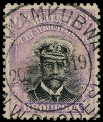 1913-7 6d Head Die II, perf 14, from Plate...
