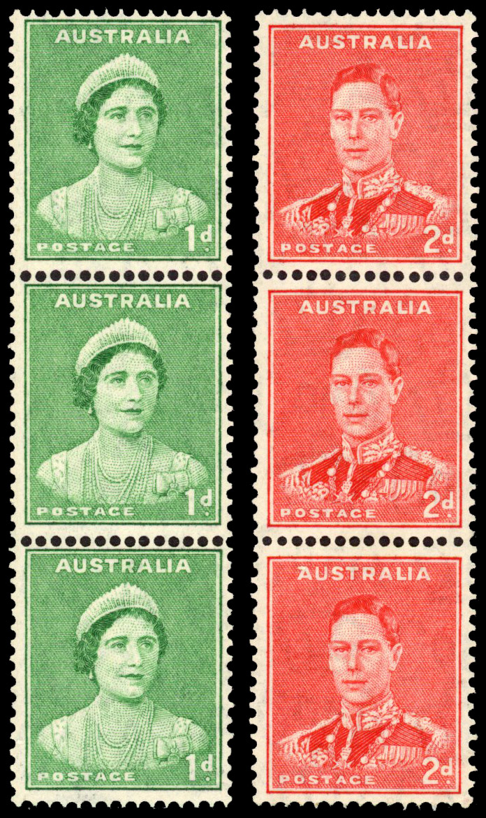 Australia SG 180, 184 coil strips mint