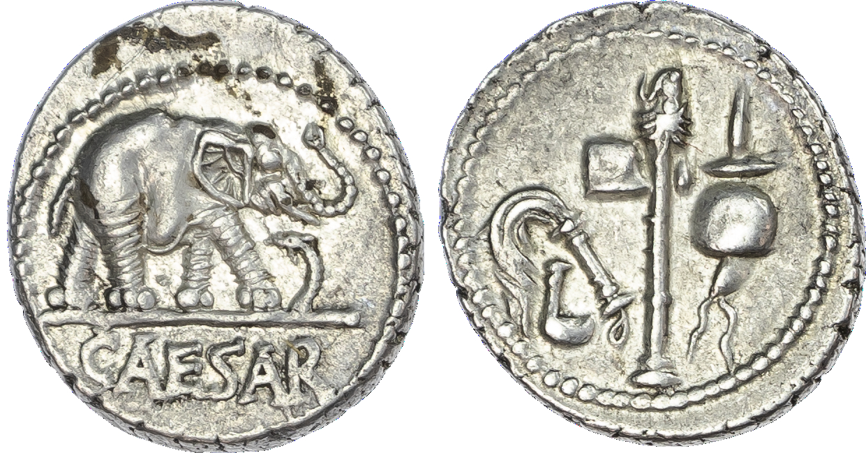 Julius Caesar (49‑48 BC) AR Denarius, moving mint travelling with Caesar, 3.75g.