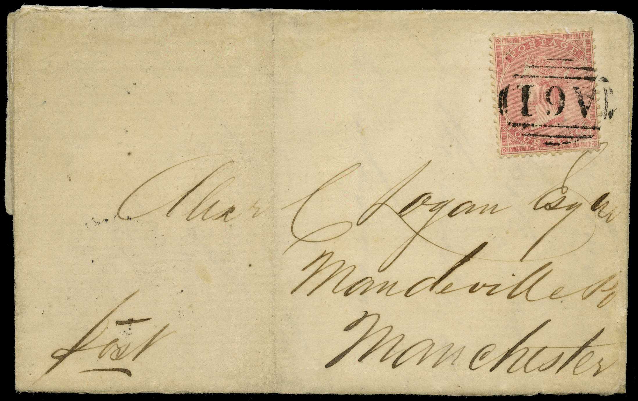 GB USED ABROAD: 1860 Old Harbour “A61”...