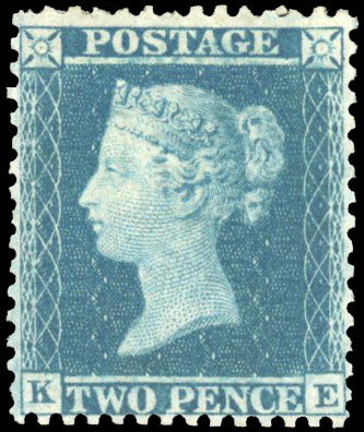 1855 2d Blue Pl.5. SG23a unused part o.g.