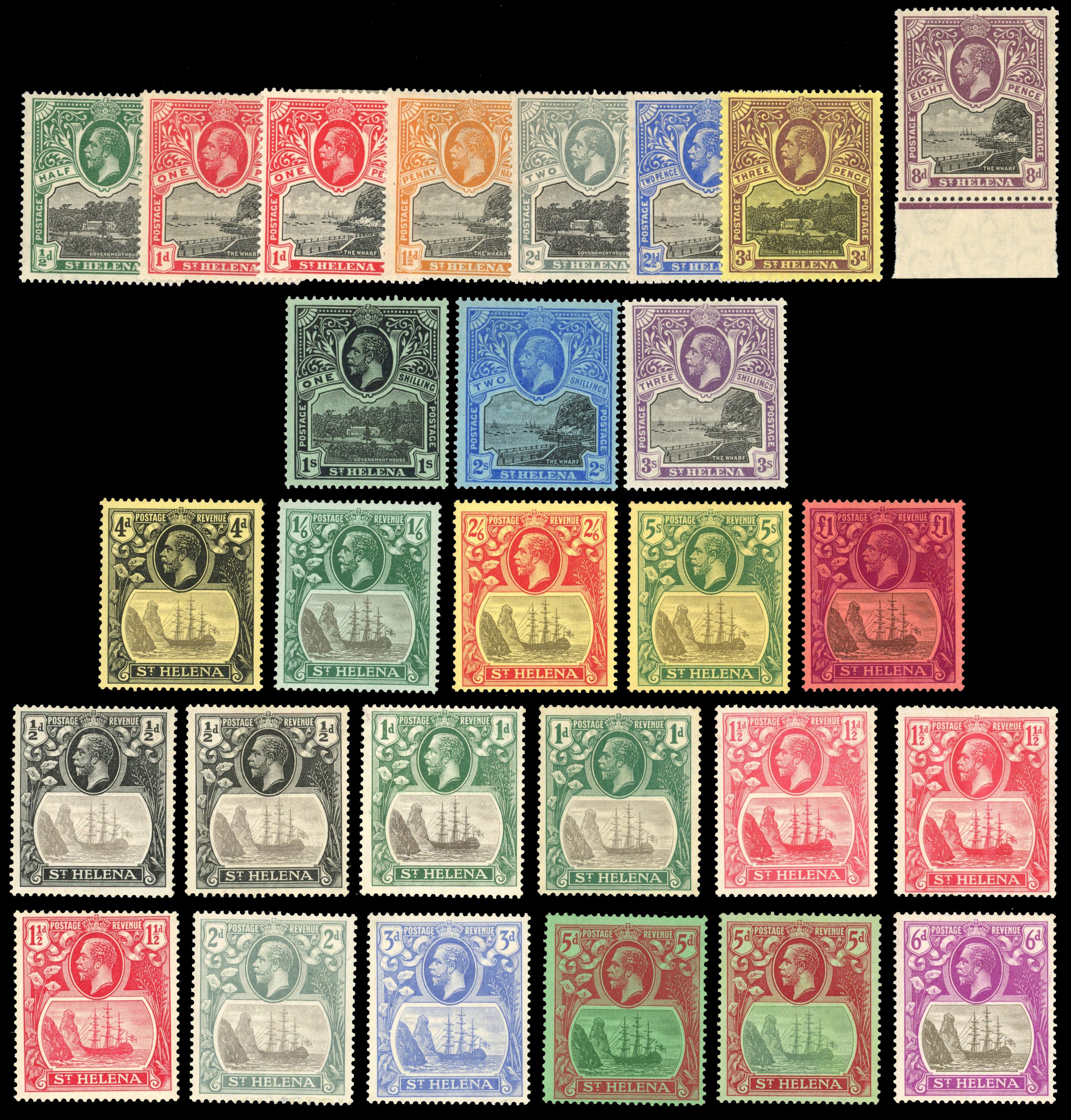 St Helena 1912 set and 1922 set to £1 mint