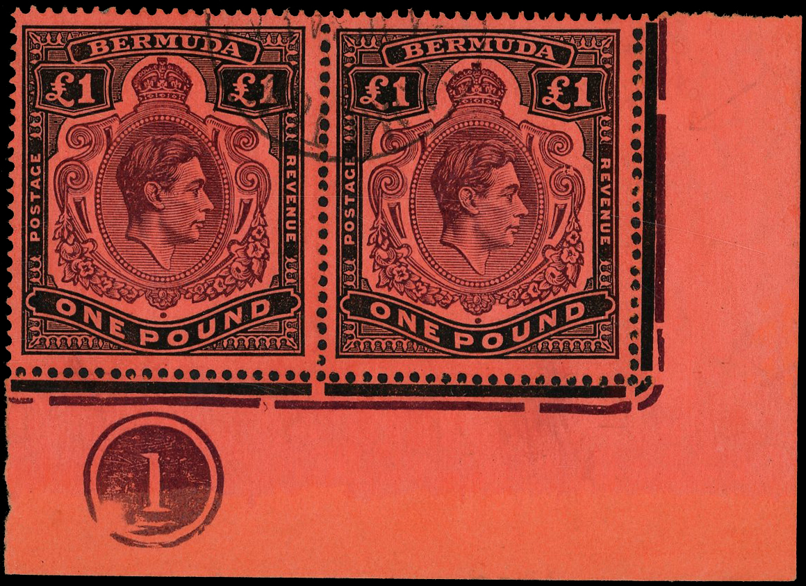 Bermuda SG 121b, be Plate pair used