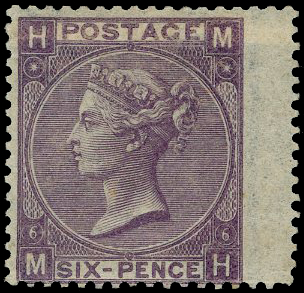 1867 6d deep lilac Pl.6.