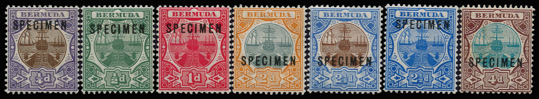 1906-10 'Dock' set of 7 to 4d, wmk...