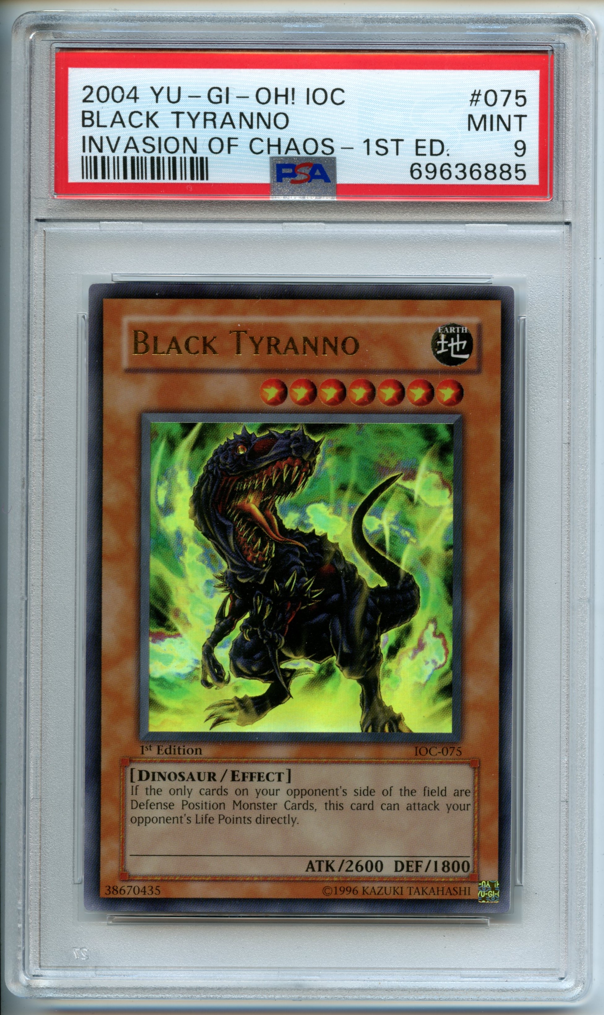 Yu-Gi-Oh! - Black Tyranno 1st Edition  - Invasion of Chaos  - PSA 9