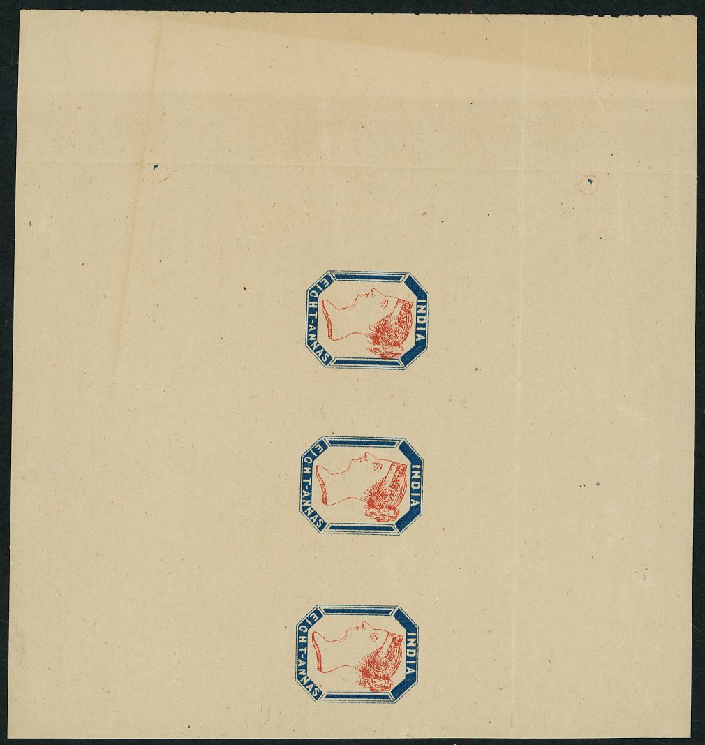 India 1890 8a reprints Spence 3 strip of three