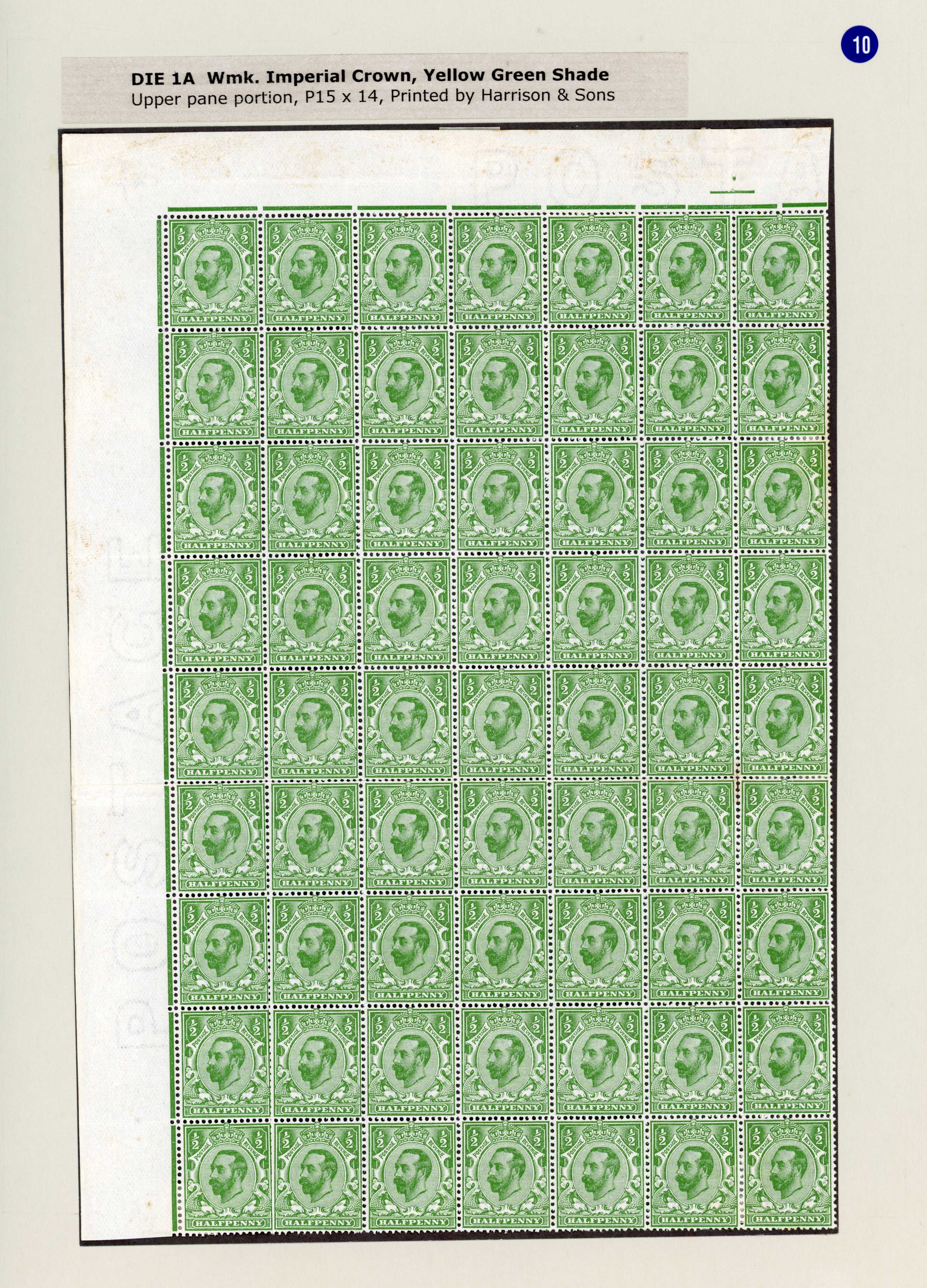 GB 1911-12 watermark Crown ½d yellow-green block mint