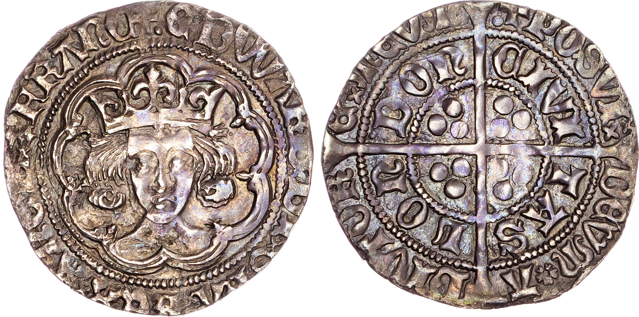 Edward IV (Restored, 1471-1483), AR Groat, Type XVIII, Tower (London) mint, mm. pierced cross and pellet (1477-80).