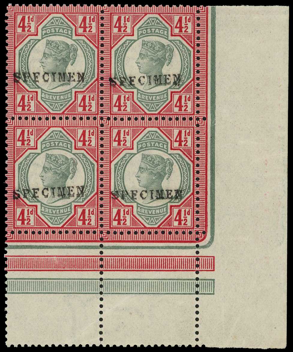 1887 4½d green and carmine overprinted...