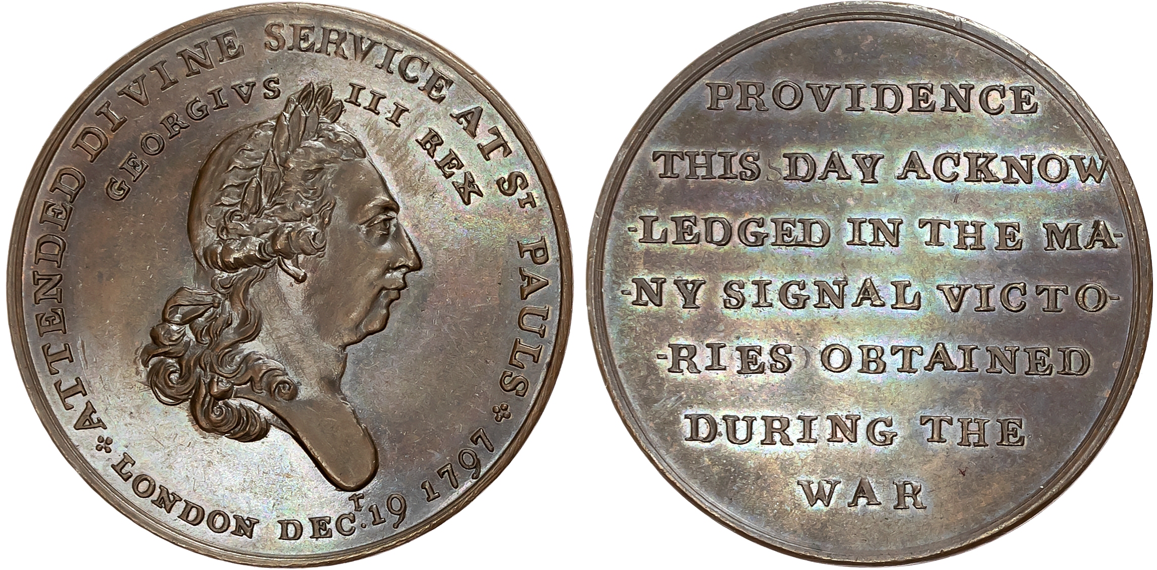 London,  National series, King’s attendance at St Paul’s Cathedral, Penny 1797, King’s bust bust right, rev. PROVIDENCE  …