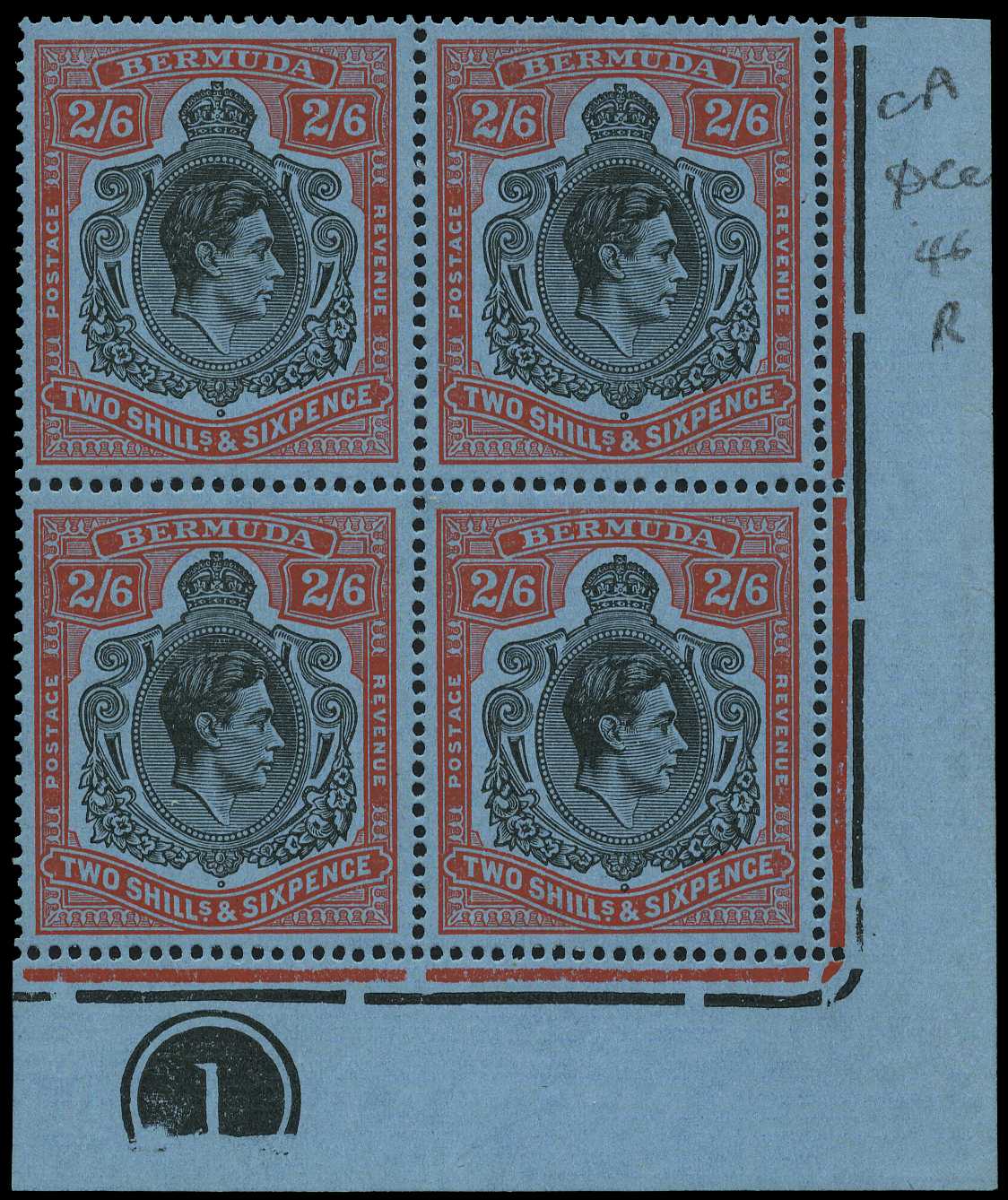 1946 (Dec.) 2/6d black and red on pale...