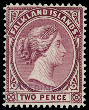 1896 2d reddish purple overprinted 'SPECIMEN'...