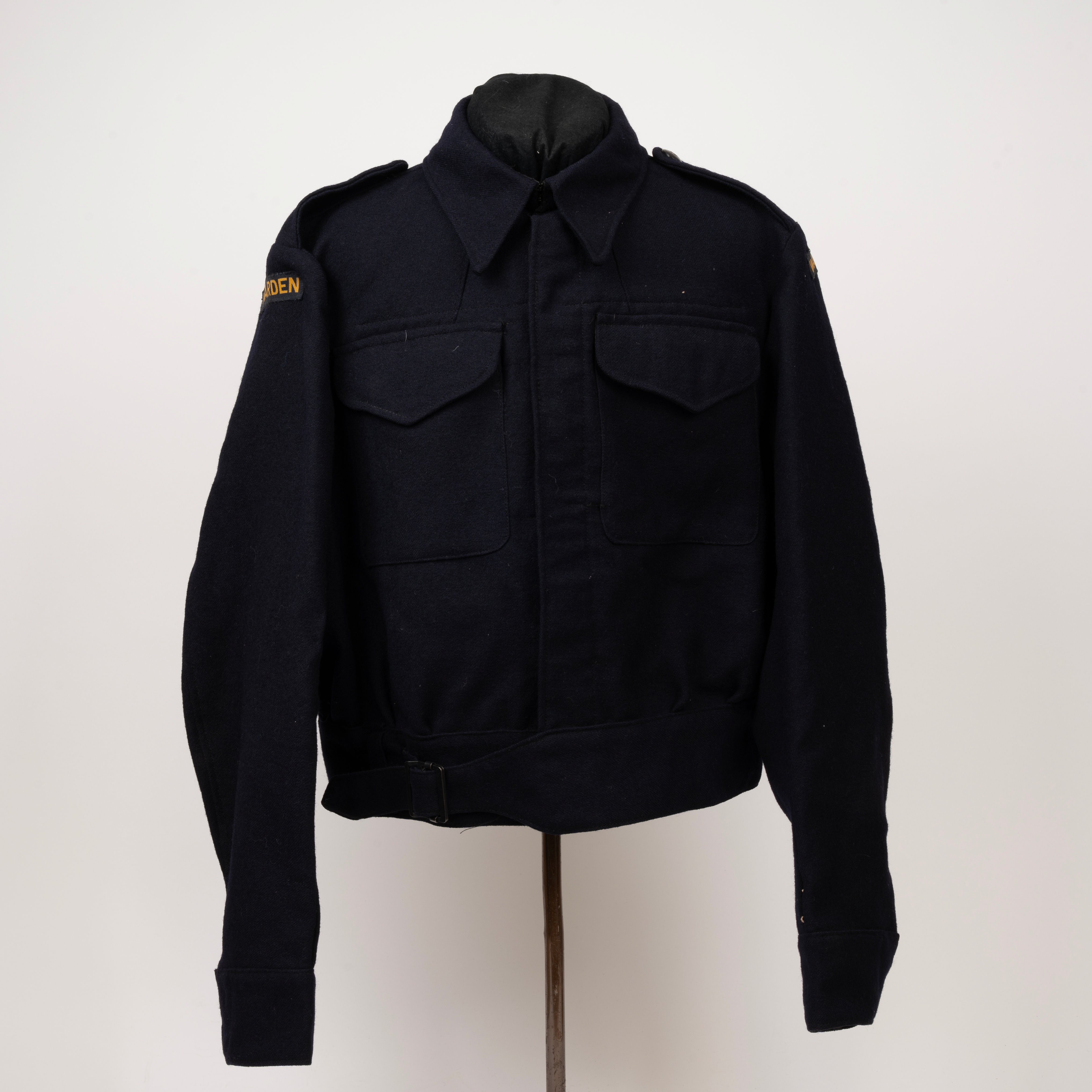 Home Front, ARP Uniform, Beret, Steel Helmet, Warden Report Form Book, and Two Diaries