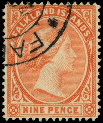 1895 9d pale reddish orange with...