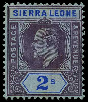 1908 2/- purple and bright blue on blue...